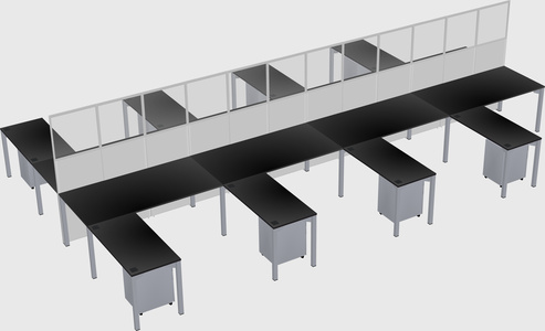 Shared l-shape cubicle