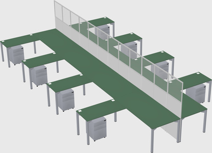 Shared l-shape cubicle