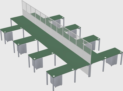 Shared l-shape cubicle