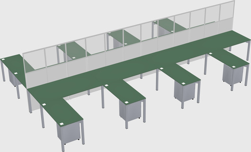 Shared l-shape cubicle