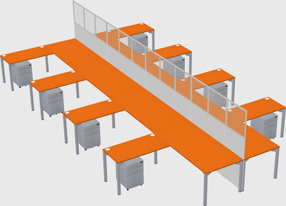 Shared l-shape cubicle