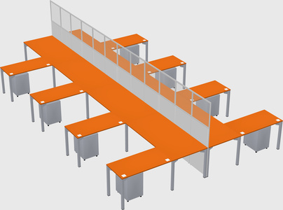 Shared l-shape cubicle