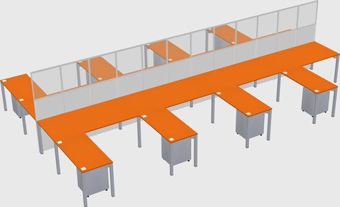 Shared l-shape cubicle