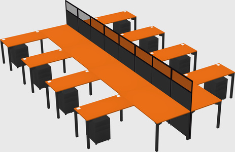 Shared l-shape cubicle