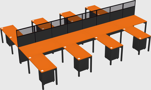 Shared l-shape cubicle