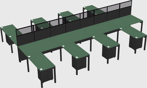 Shared l-shape cubicle
