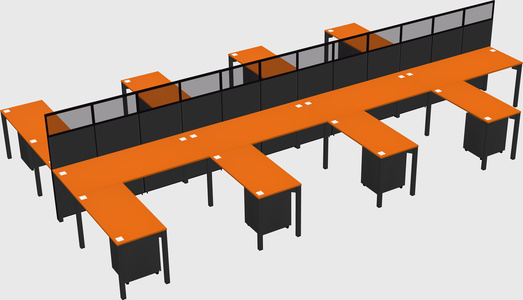 Shared l-shape cubicle