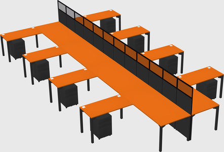 Shared l-shape cubicle