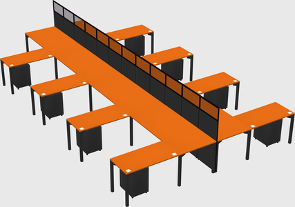Shared l-shape cubicle
