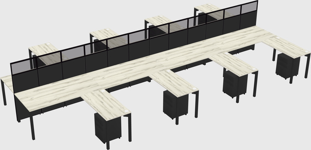 Shared l-shape cubicle