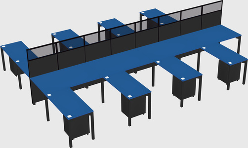 Shared l-shape cubicle