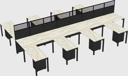 Shared l-shape cubicle
