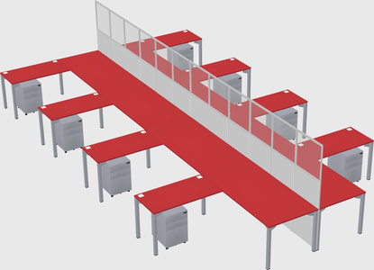 Shared l-shape cubicle