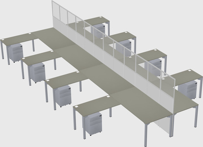 Shared l-shape cubicle