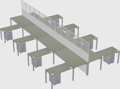 Shared l-shape cubicle