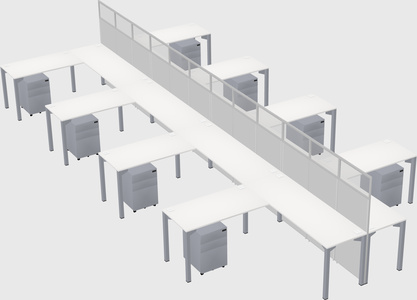 Shared l-shape cubicle