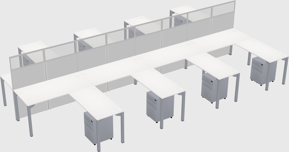 Shared l-shape cubicle