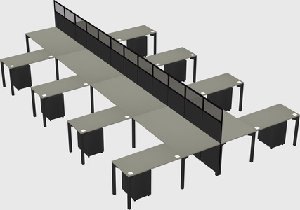 Shared l-shape cubicle