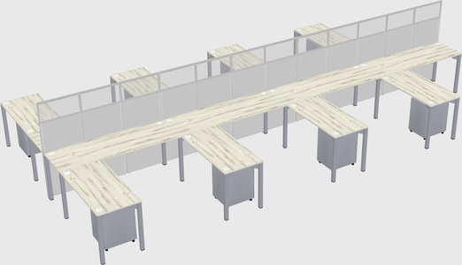 Shared l-shape cubicle