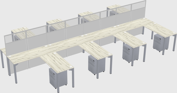Shared l-shape cubicle