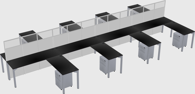 Shared l-shape cubicle