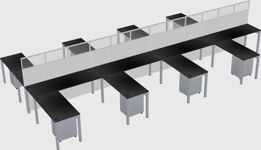 Shared l-shape cubicle