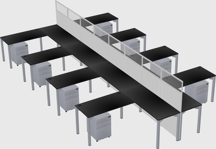 Shared l-shape cubicle