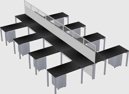 Shared l-shape cubicle