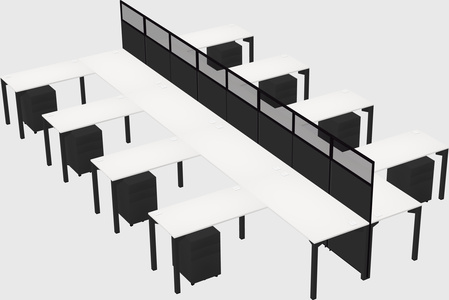 Shared l-shape cubicle