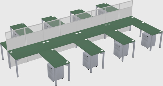 Shared l-shape cubicle