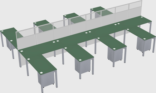 Shared l-shape cubicle