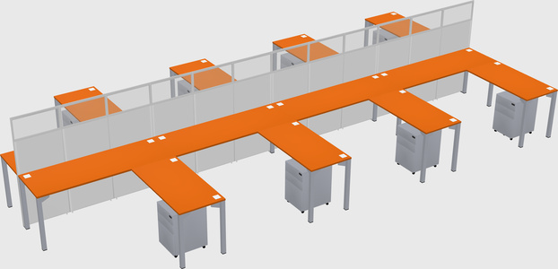 Shared l-shape cubicle