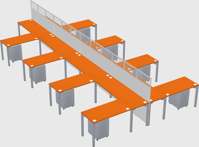Shared l-shape cubicle