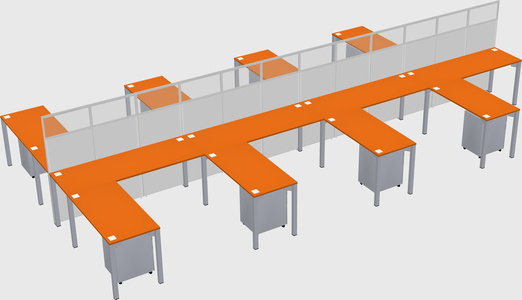 Shared l-shape cubicle