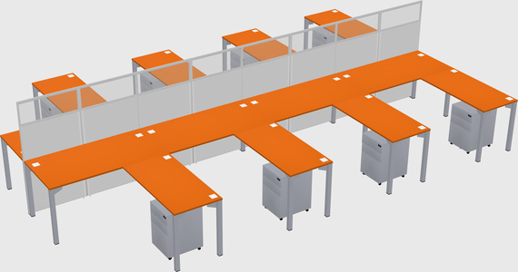 Shared l-shape cubicle