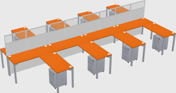 Shared l-shape cubicle