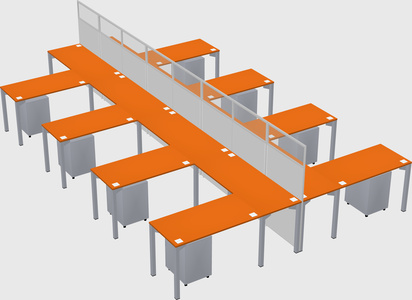 Shared l-shape cubicle