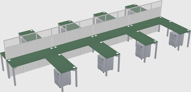 Shared l-shape cubicle