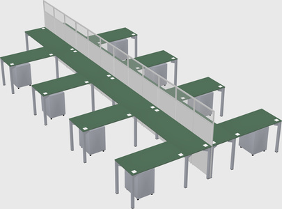 Shared l-shape cubicle