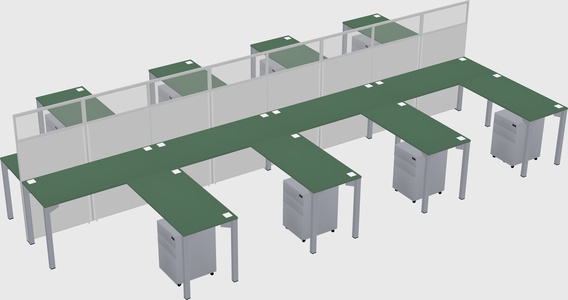 Shared l-shape cubicle
