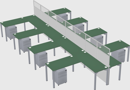 Shared l-shape cubicle