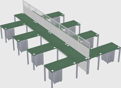 Shared l-shape cubicle