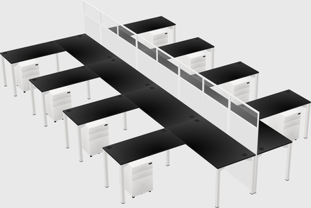 Shared l-shape cubicle