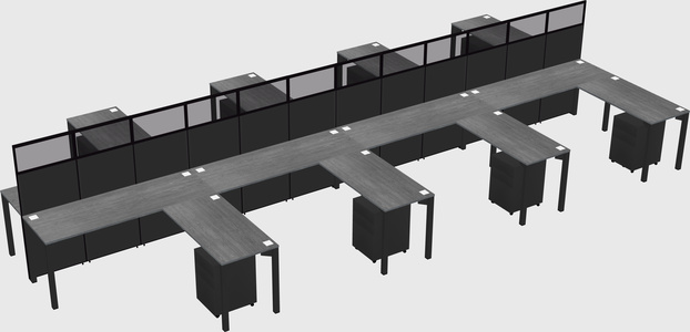 Shared l-shape cubicle