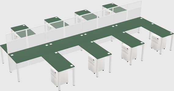 Shared l-shape cubicle