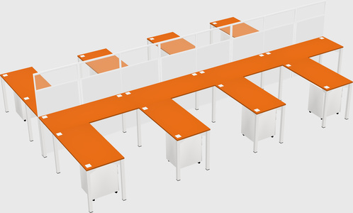 Shared l-shape cubicle