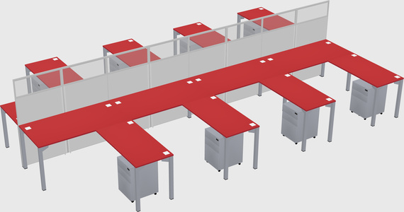 Shared l-shape cubicle