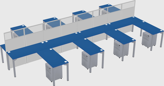 Shared l-shape cubicle