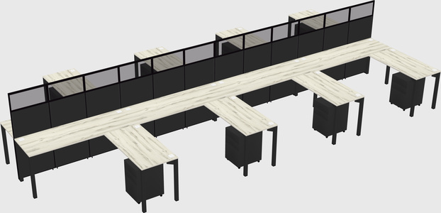 Shared l-shape cubicle