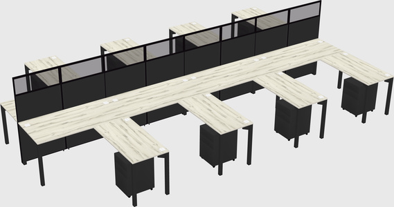 Shared l-shape cubicle